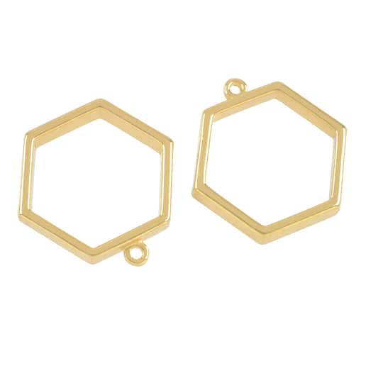 Open Back Frame Hexagon Pendants, 2ct. by Bead Landing&#x2122;